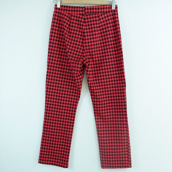 Sanctuary Pants Women Sz M Houndstooth High Rise Crop Straight Retro 70s - Picture 4 of 12
